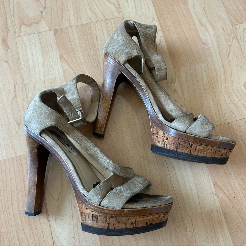 Jimmy Choo Tan Platform Heels
